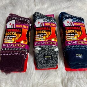 Polar Extreme Women's Insulated Thermal Socks - Purple, Black, Blue
